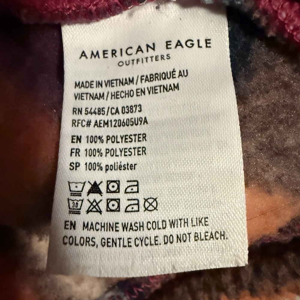 American Eagle Cozy Cropped Oversize Pullover L Quarter Zip Plaid Multicolor AE - Picture 7 of 8